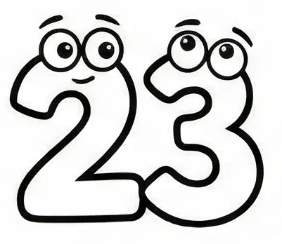 a drawing of two numbers with eyes.webp